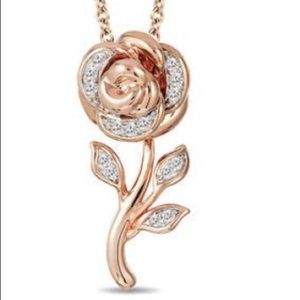 Enchanted Disney Belle Diamond Rose Gold necklace